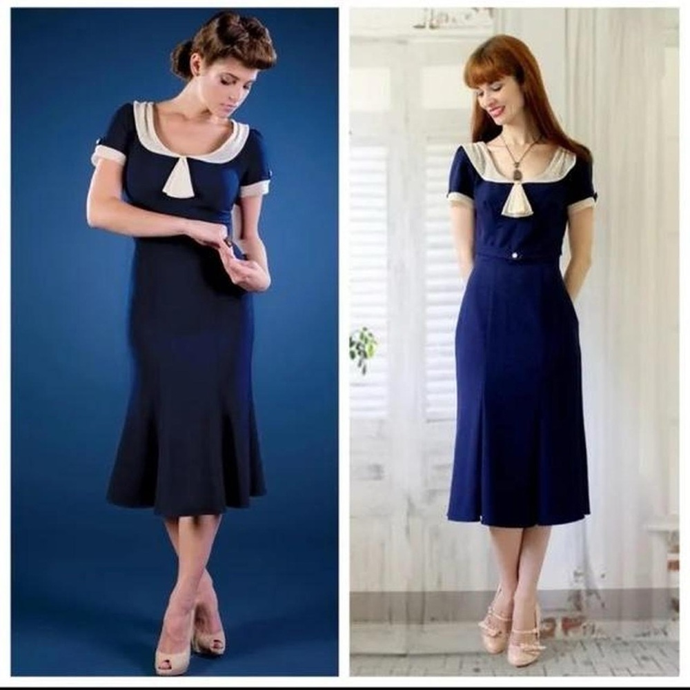 Miusol Navy and Cream Vintage Dress